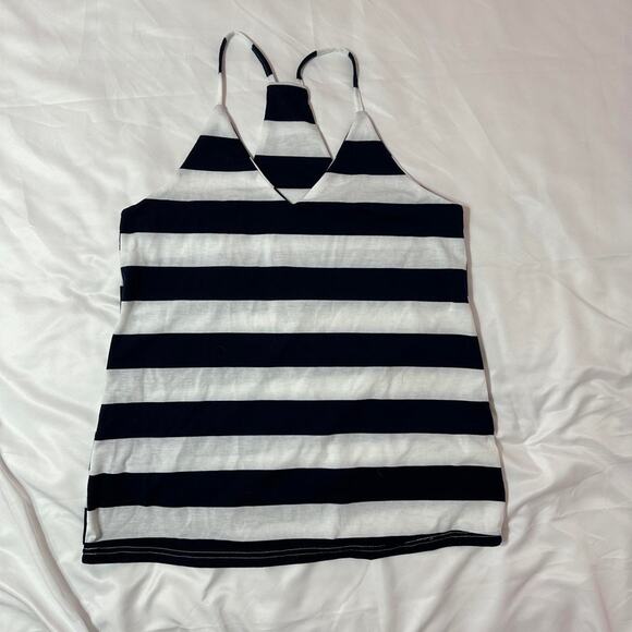 Navy and  White Striped Spaghetti Strap Tank - Picture 1 of 4